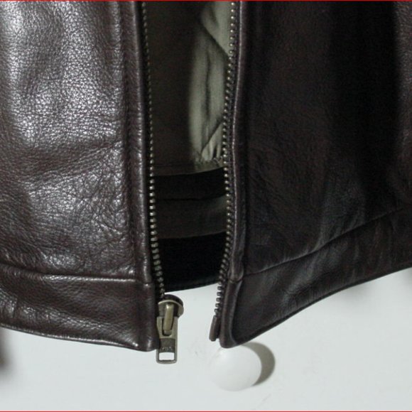 Vtg Wilson's Studio Andrew Marc Brown Leather Moto Bomber Jacket  Sz XL - Picture 5 of 7